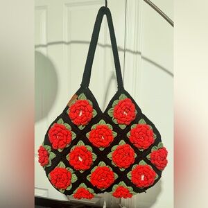 Floral Crochet Tote Bag 
NEW